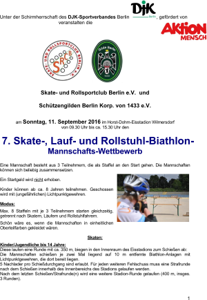 Einladung zum 7. Skate-/ Lauf- und Rollstuhl-Biathlon-Mannschafts-Wettbewerb